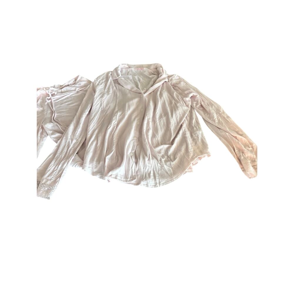 Victoria's Secret Pink Pajamas Long Sleeve Lace Trim Size S